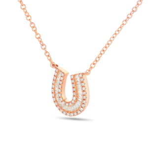 Horseshoe Diamond Necklace - Shyne Jewelers 165-00237 Rose Gold Shyne Jewelers