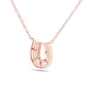 Horseshoe Diamond Necklace - Shyne Jewelers 165-00237 Rose Gold Shyne Jewelers