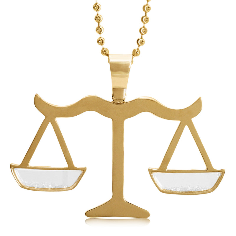 10k Custom Yellow Gold 4ct Diamond Libra Scale Pendant