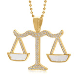 10k Custom Yellow Gold 4ct Diamond Libra Scale Pendant