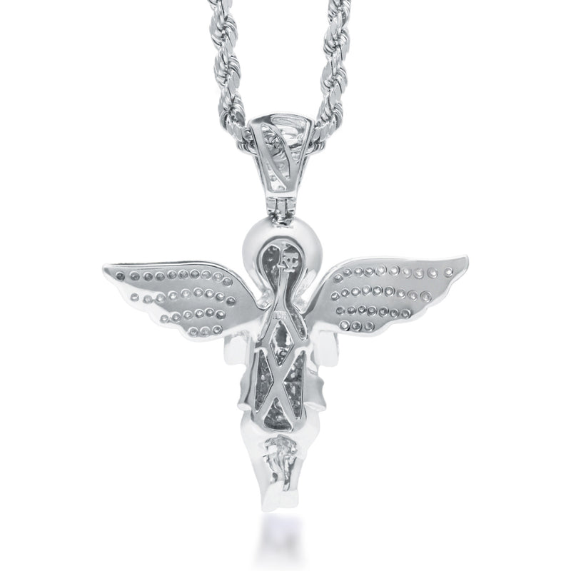 10k White Gold 1.75ct Diamond Angel Pendant