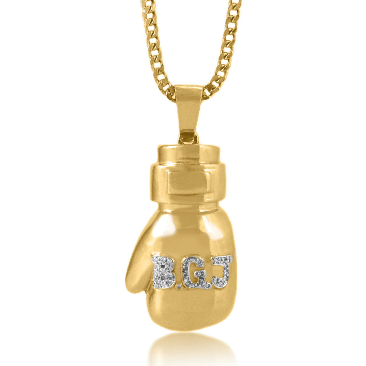 10k Custom Yellow Gold 1.5ct Diamond Initial Boxing Glove Pendant ...