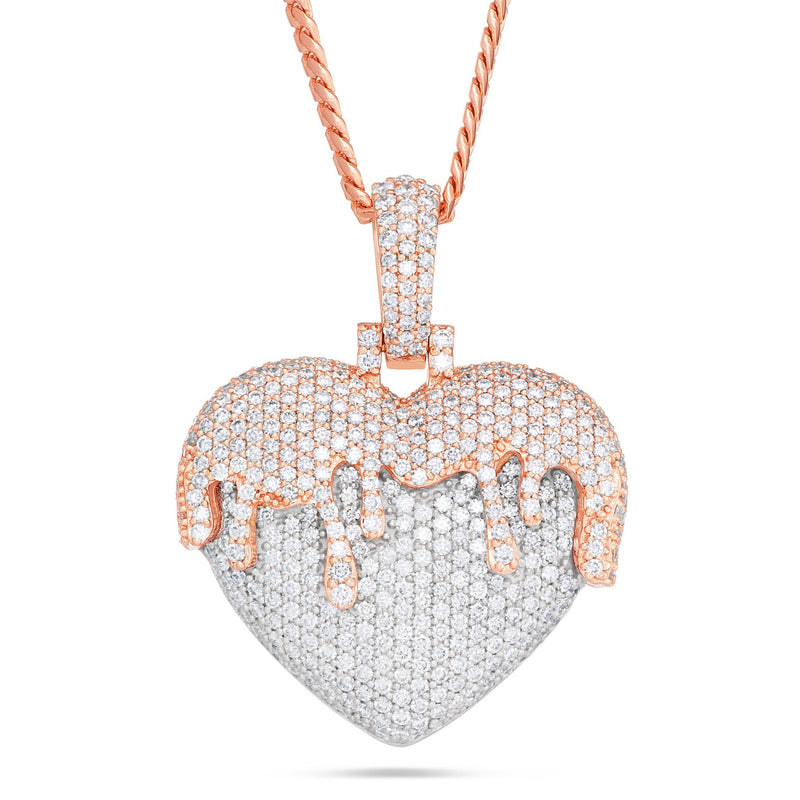 Melting Heart Diamond Pendant, 2" - Shyne Jewelers Rose & White Gold Shyne Jewelers