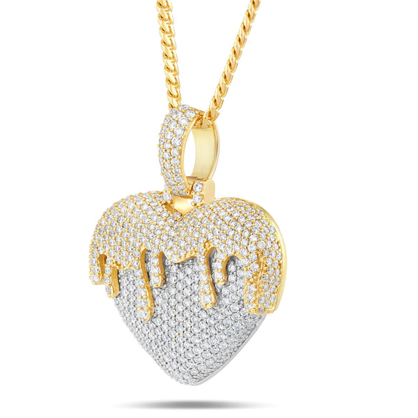 Melting Heart Diamond Pendant, 2" - Shyne Jewelers Yellow & White Gold Shyne Jewelers