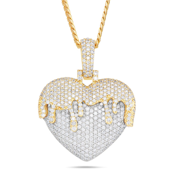 Melting Heart Diamond Pendant, 2" - Shyne Jewelers Yellow & White Gold Shyne Jewelers