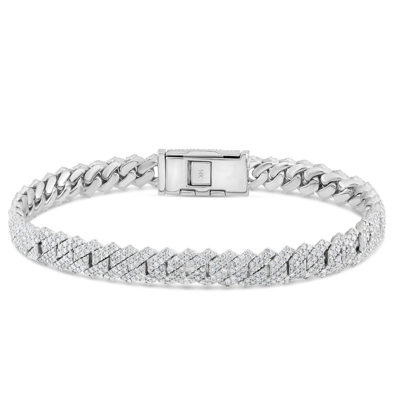 14K White Gold 8mm Mini Diamond Cuban Bracelet – SHYNE JEWELERS