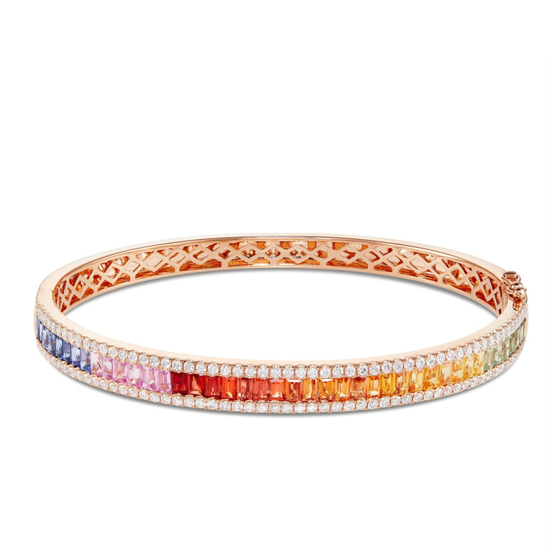 18K Gold Diamond Rainbow Sapphire Bangle – SHYNE JEWELERS