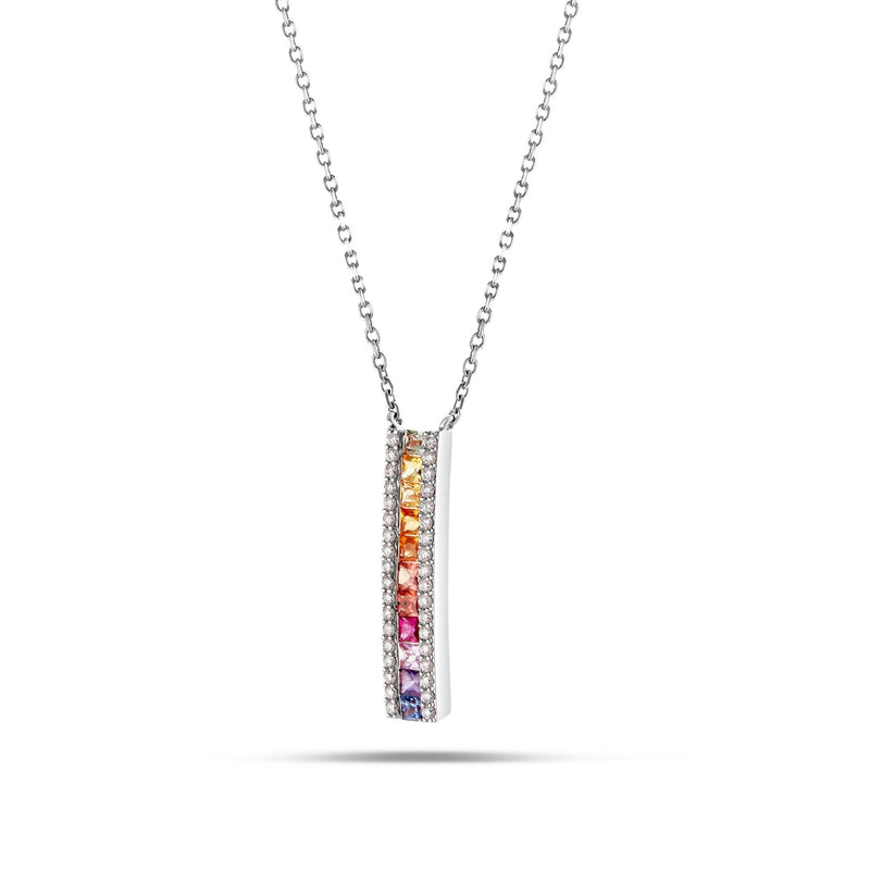 Multicolor Diamond Drop Necklace - Shyne Jewelers 165-00357 White Gold Shyne Jewelers