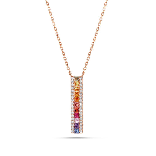 Multicolor Diamond Drop Necklace - Shyne Jewelers 165-00357 Rose Gold Shyne Jewelers