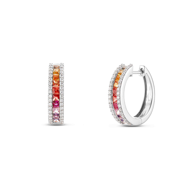 Multicolor Diamond Hoop Earrings - Shyne Jewelers 150-00509 White Gold Shyne Jewelers