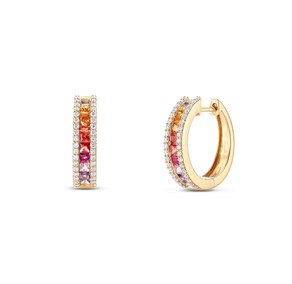 Multicolor Diamond Hoop Earrings - Shyne Jewelers 150-00509 Yellow Gold Shyne Jewelers