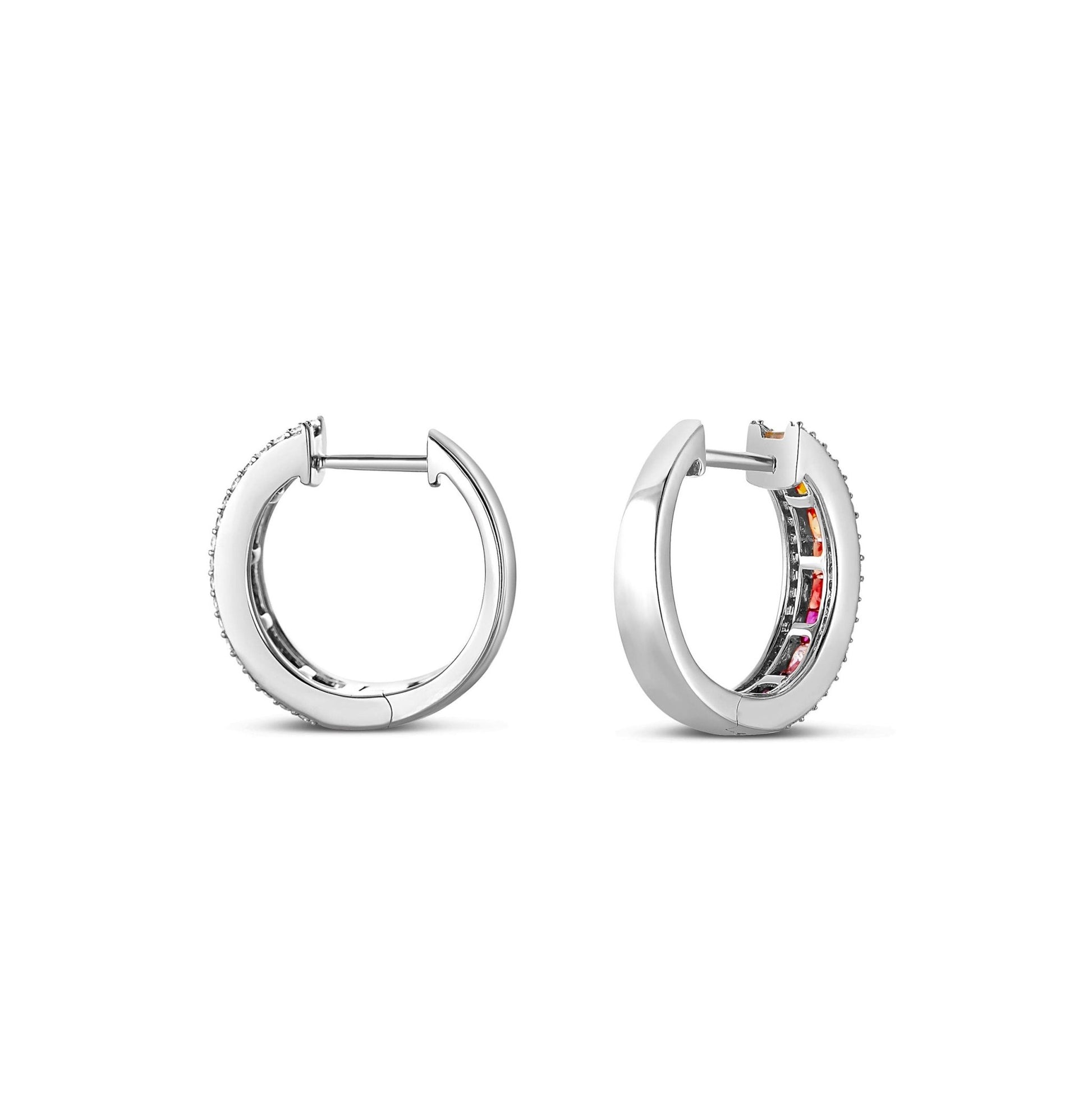 Multicolor Diamond Hoop Earrings - Shyne Jewelers 150-00509 White Gold Shyne Jewelers