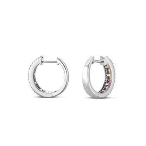 Multicolor Diamond Hoop Earrings - Shyne Jewelers 150-00509 White Gold Shyne Jewelers