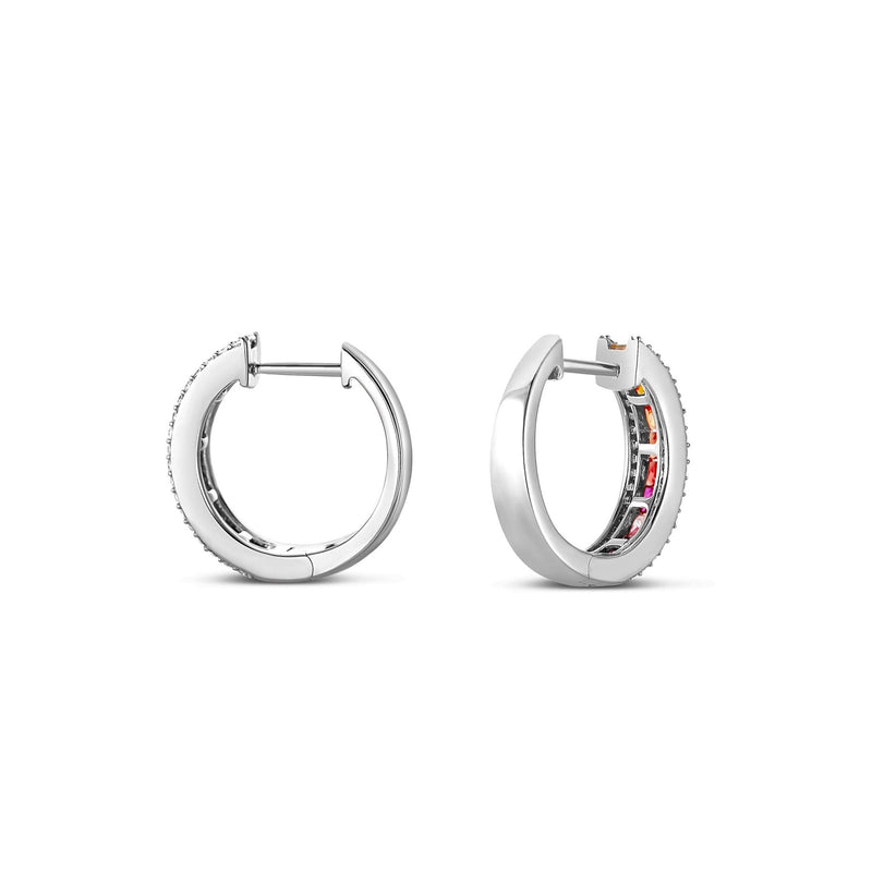 Multicolor Diamond Hoop Earrings - Shyne Jewelers 150-00509 White Gold Shyne Jewelers