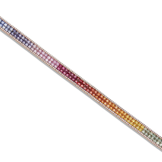 Multicolor Two-row Diamond Tennis Bracelet - Shyne Jewelers 170-00237 Rose Gold Shyne Jewelers