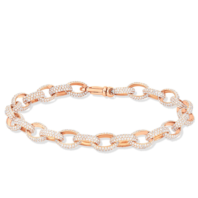 Oval Link Diamond Bracelet - Shyne Jewelers Rose Gold Shyne Jewelers