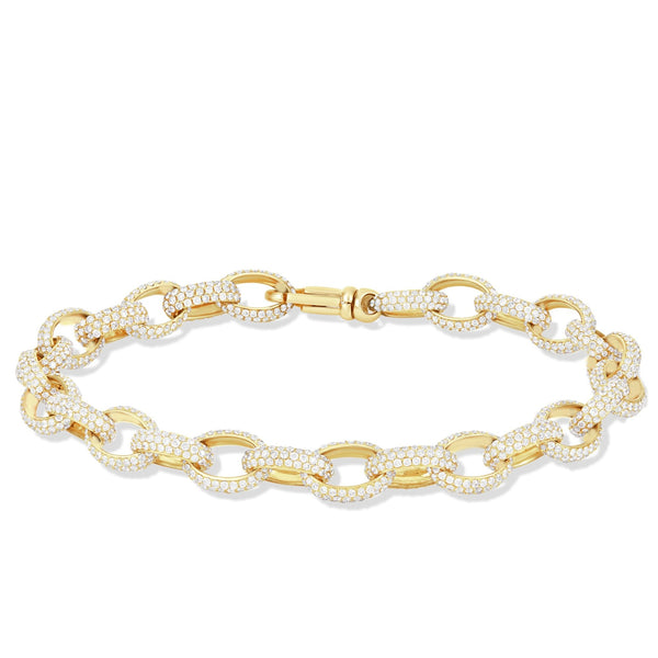 Oval Link Diamond Bracelet - Shyne Jewelers Yellow Gold Shyne Jewelers
