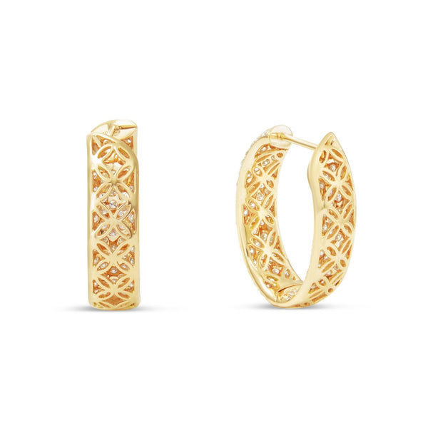 Pave Diamond Inside-out Hoops - Shyne Jewelers Yellow Gold Shyne Jewelers