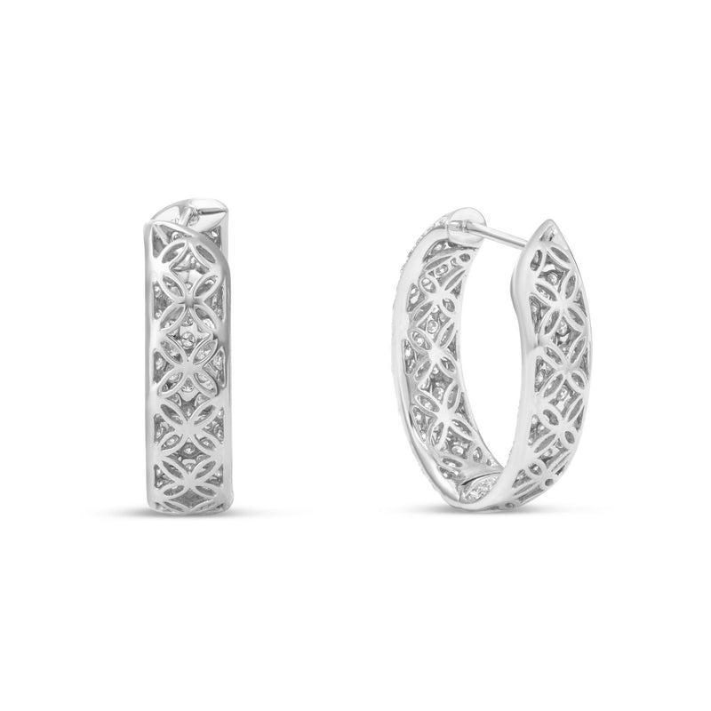 Pave Diamond Inside-out Hoops - Shyne Jewelers White Gold Shyne Jewelers