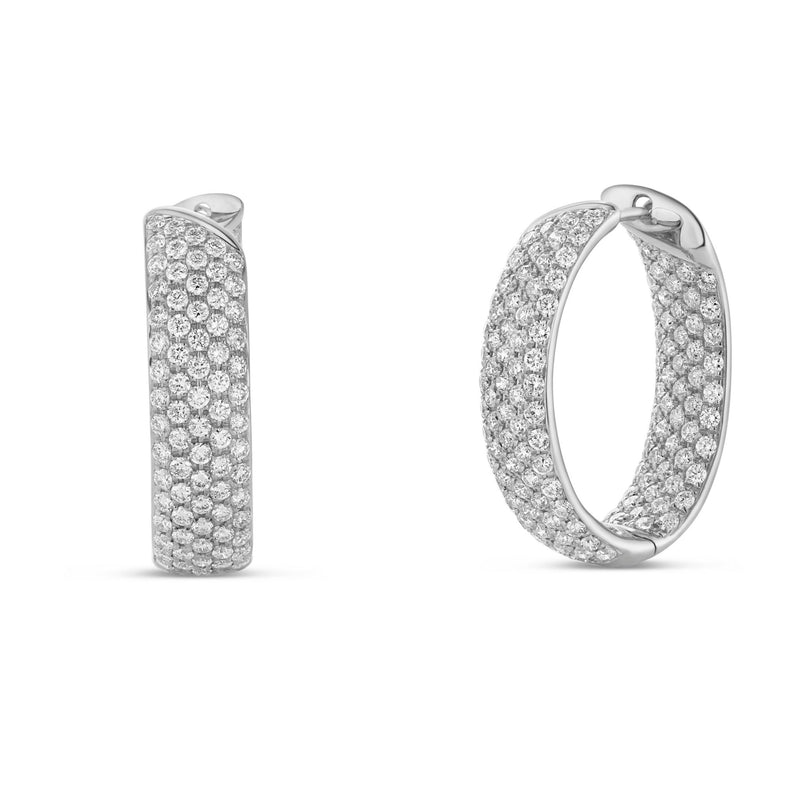 Pave Diamond Inside-out Hoops - Shyne Jewelers White Gold Shyne Jewelers