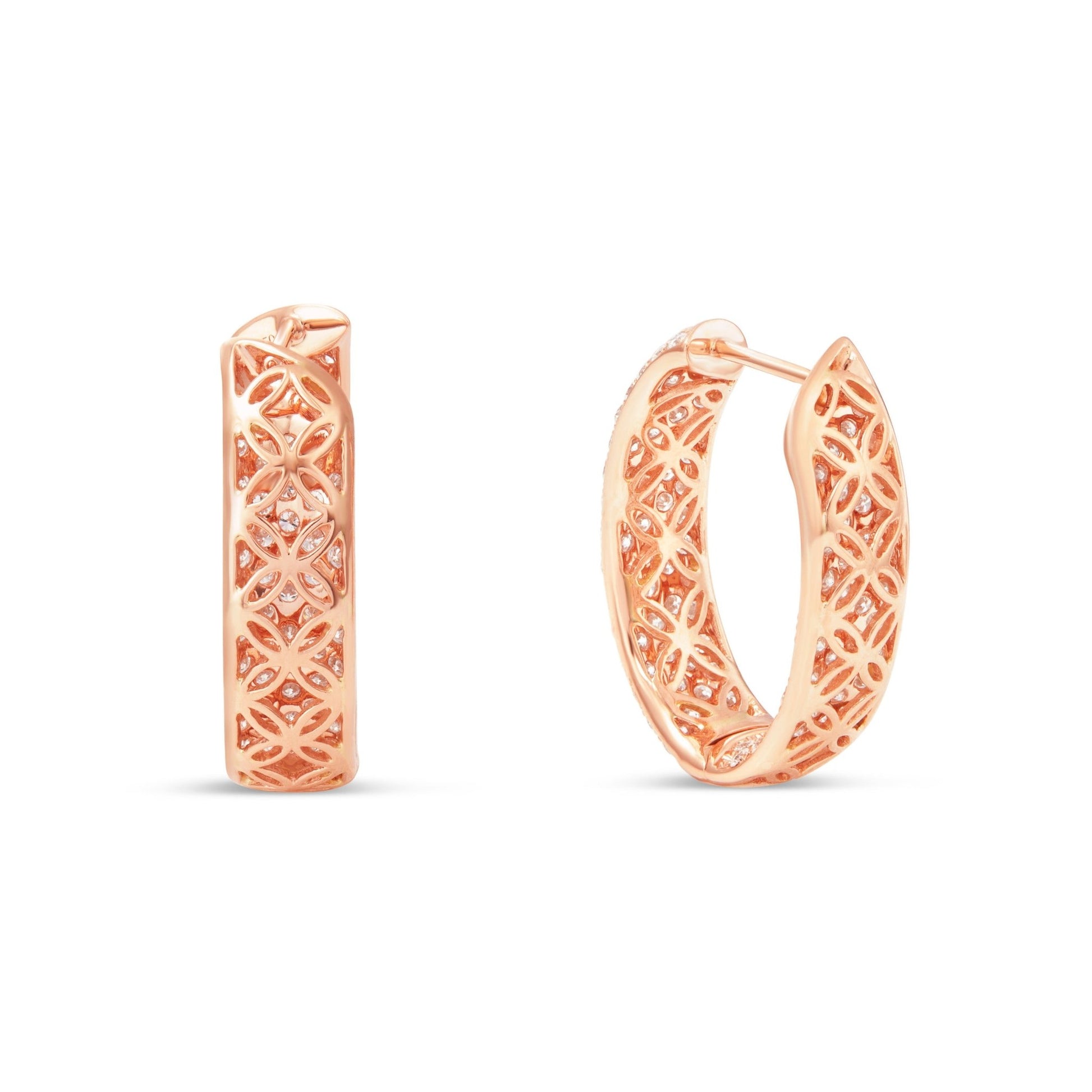 Pave Diamond Inside-out Hoops - Shyne Jewelers Rose Gold Shyne Jewelers