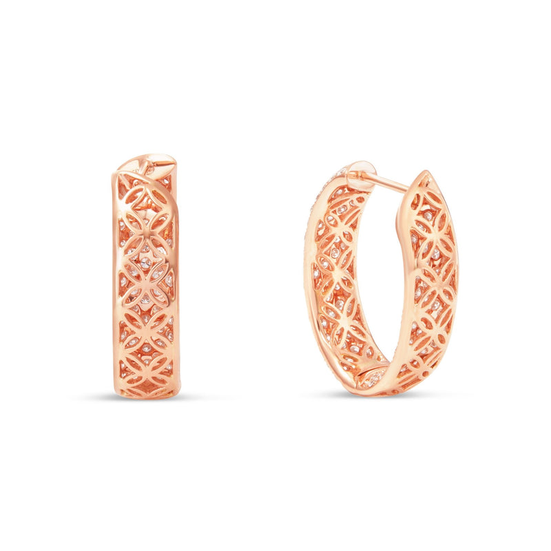 Pave Diamond Inside-out Hoops - Shyne Jewelers Rose Gold Shyne Jewelers