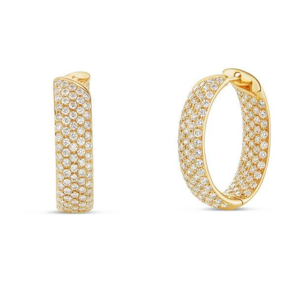 Pave Diamond Inside-out Hoops - Shyne Jewelers Yellow Gold Shyne Jewelers