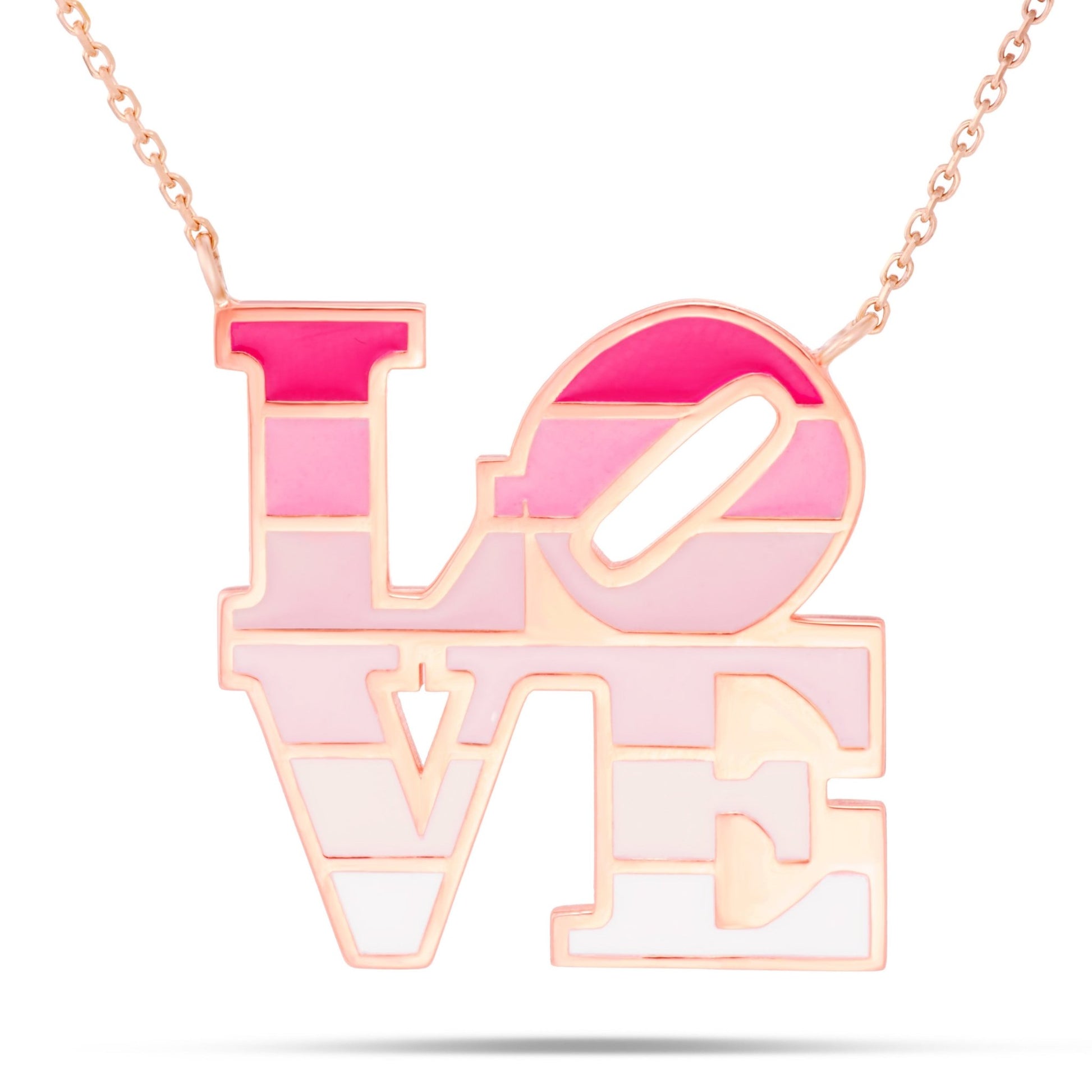Pink Gradient Philadelphia LOVE Enamel Necklace - Shyne Jewelers Shyne Jewelers