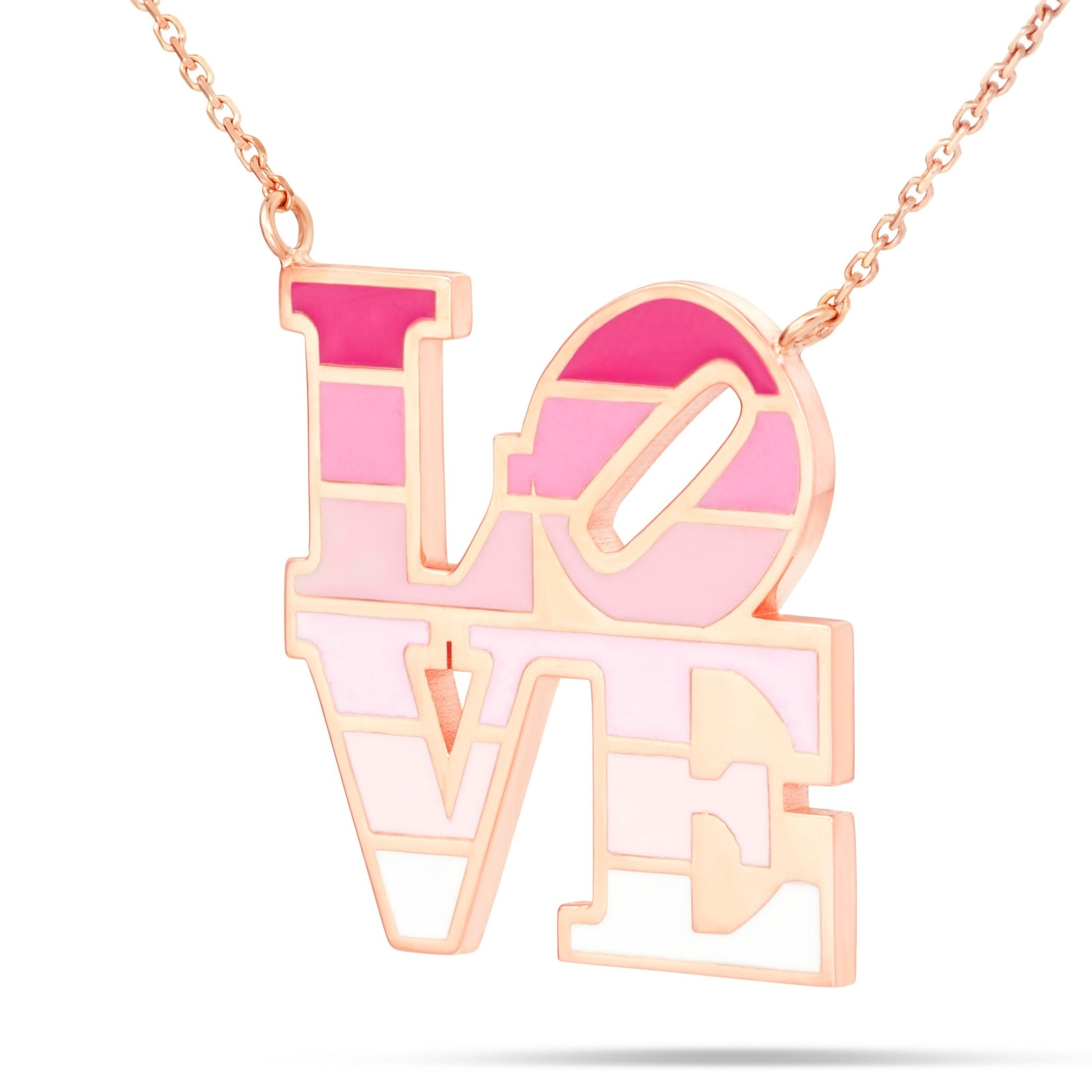 Pink Gradient Philadelphia LOVE Enamel Necklace - Shyne Jewelers Shyne Jewelers