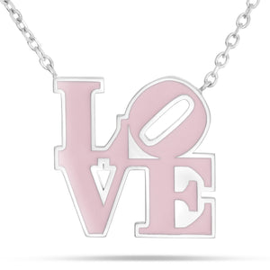 Pink Philadelphia LOVE Enamel Necklace - Shyne Jewelers Shyne Jewelers