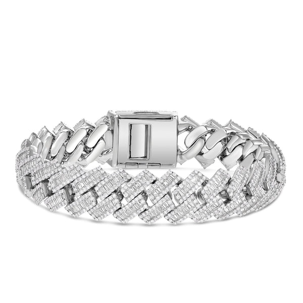 Prong set Baguette Diamond Cuban Bracelet - Shyne Jewelers BAGCUBANBRC_3 Shyne Jewelers