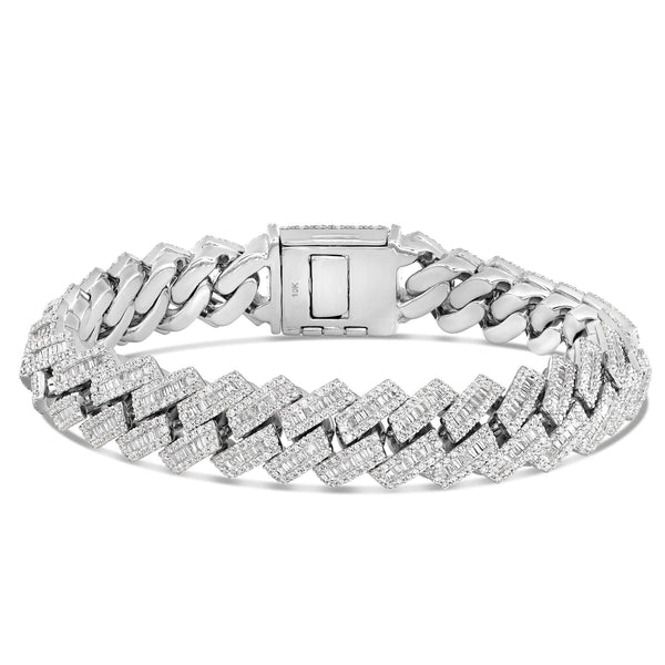 Prong set Baguette Diamond Cuban Bracelet - Shyne Jewelers BAGCUBANBRC_1 Shyne Jewelers