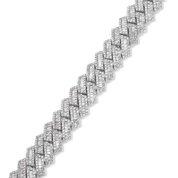 Prong set Baguette Diamond Cuban Bracelet - Shyne Jewelers BAGCUBANBRC_1 Shyne Jewelers