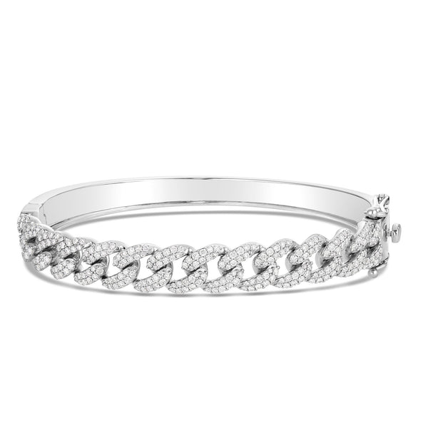 Prong set Diamond Cuban Bangle Bracelet - Shyne Jewelers CUBANBANGLE_1 Shyne Jewelers