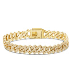 Prong-set Diamond Cuban Bracelet, 12 mm - Shyne Jewelers Yellow Gold Shyne Jewelers