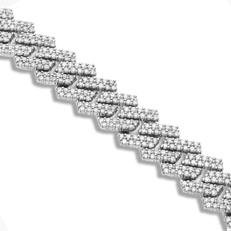 Prong-set Diamond Cuban Bracelet, 12 mm - Shyne Jewelers White Gold Shyne Jewelers