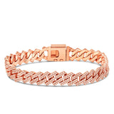 Prong-set Diamond Cuban Bracelet, 12 mm - Shyne Jewelers Rose Gold Shyne Jewelers