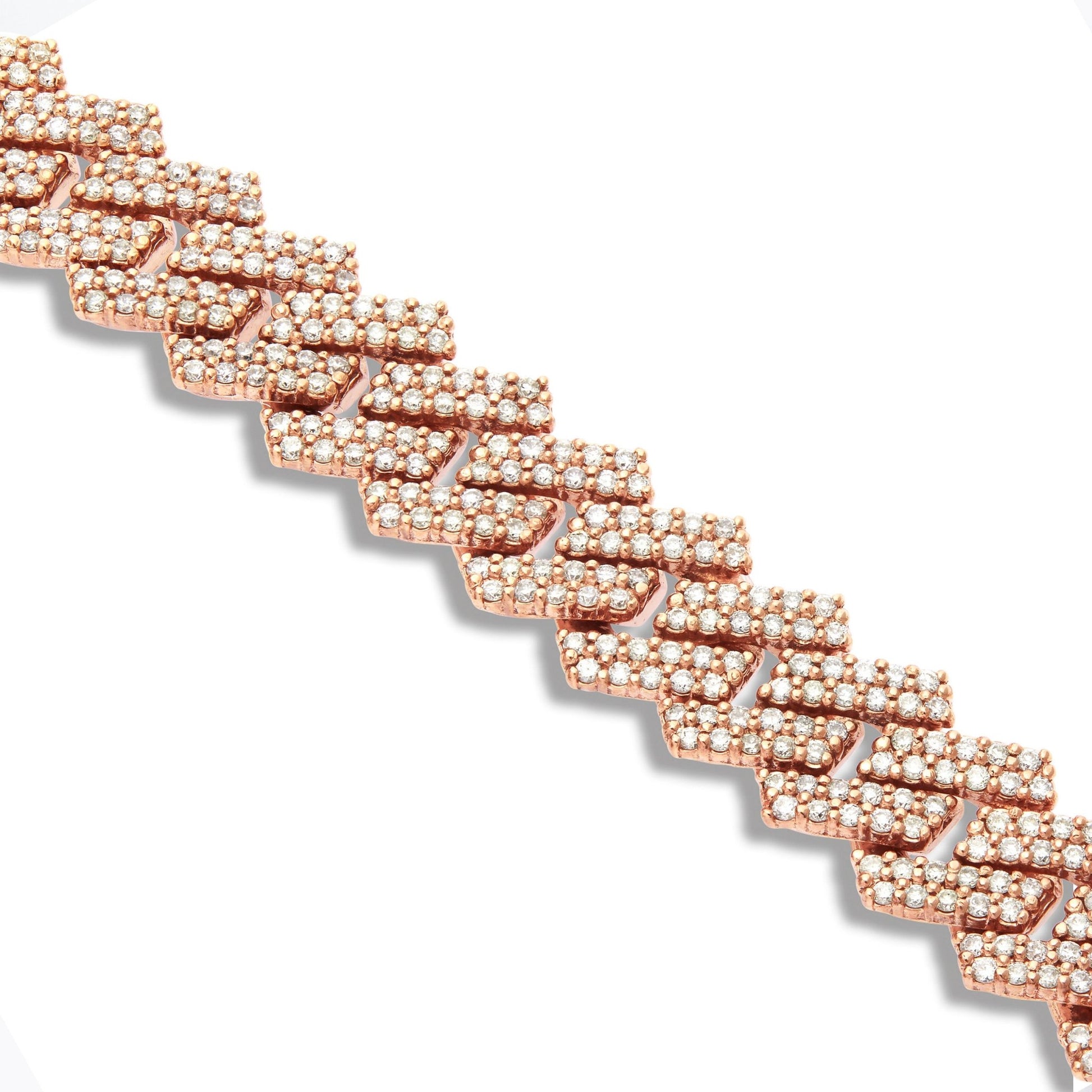 Prong-set Diamond Cuban Bracelet, 12 mm - Shyne Jewelers Rose Gold Shyne Jewelers