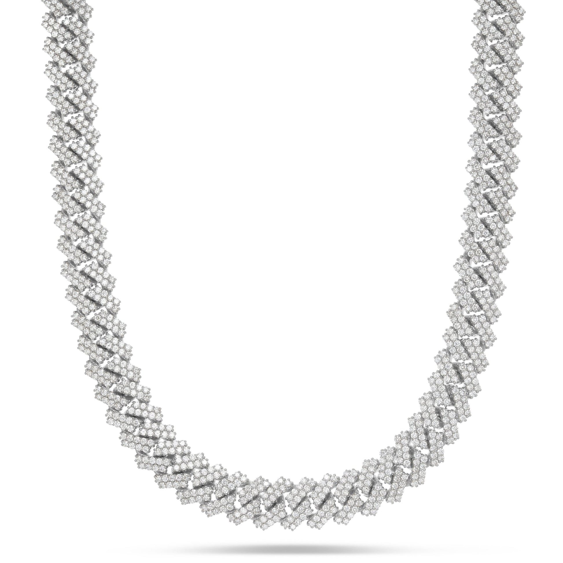 Prong set Diamond Cuban Chain, 15mm - Shyne Jewelers 165-00020 White Gold Shyne Jewelers