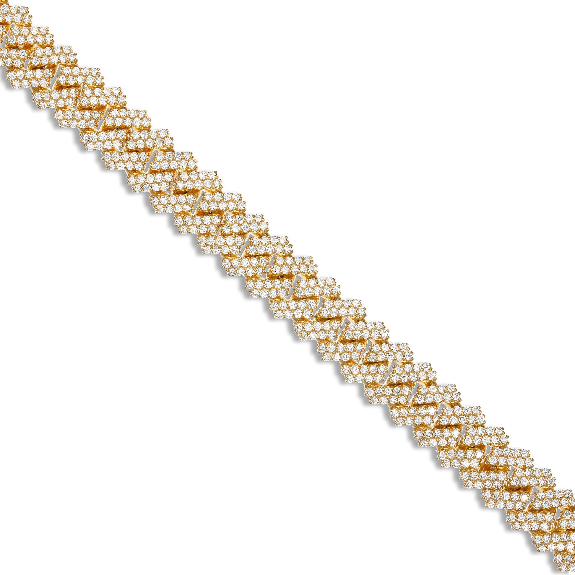 Prong set Diamond Cuban Chain, 15mm - Shyne Jewelers 165-00018 Yellow Gold Shyne Jewelers