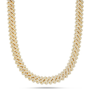 Prong set Diamond Cuban Chain, 15mm - Shyne Jewelers 165-00018 Yellow Gold Shyne Jewelers