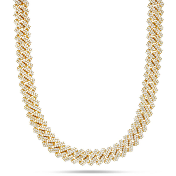 Prong set Diamond Cuban Chain, 15mm - Shyne Jewelers 165-00018 Yellow Gold Shyne Jewelers