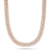 Prong set Diamond Cuban Chain, 15mm - Shyne Jewelers 165-00019 Rose Gold Shyne Jewelers