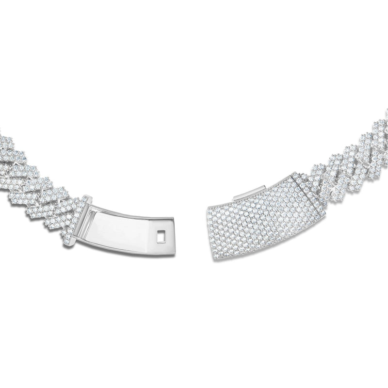 Prong set Diamond Cuban Chain, 15mm - Shyne Jewelers 165-00020 White Gold Shyne Jewelers