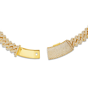 Prong set Diamond Cuban Chain, 15mm - Shyne Jewelers 165-00018 Yellow Gold Shyne Jewelers