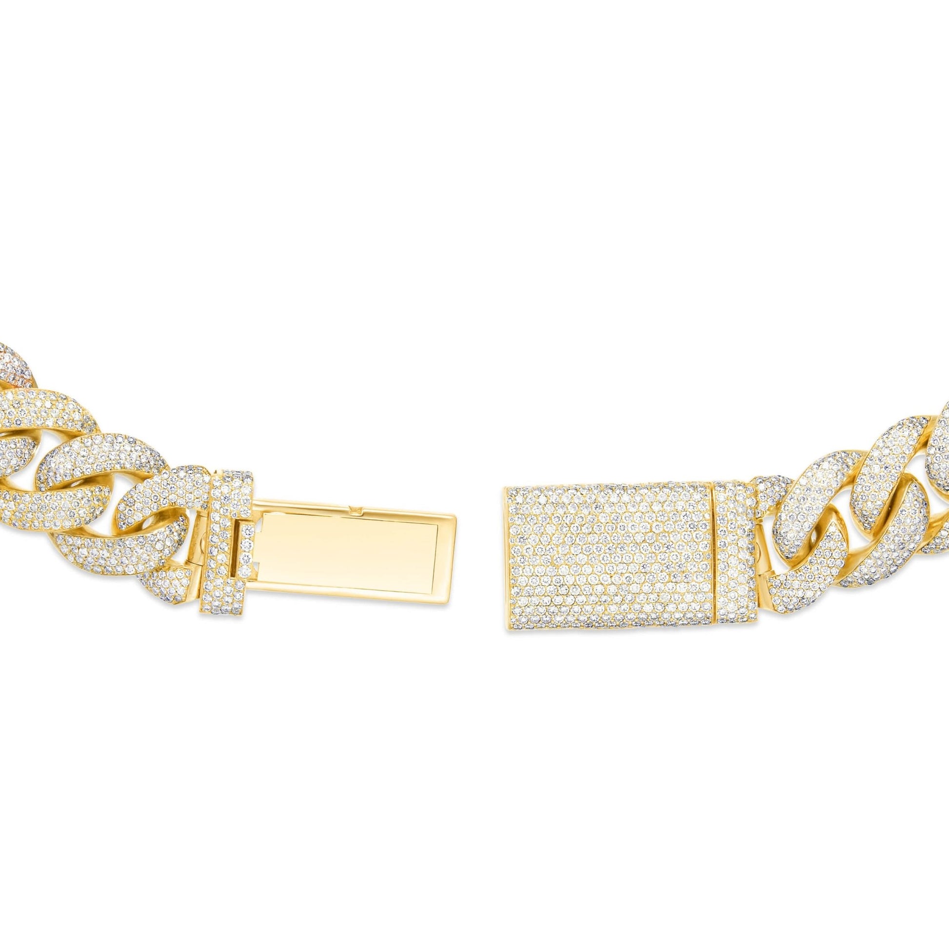 Prong set Diamond Cuban Chain, 16 mm - Shyne Jewelers Yellow & White Gold Shyne Jewelers