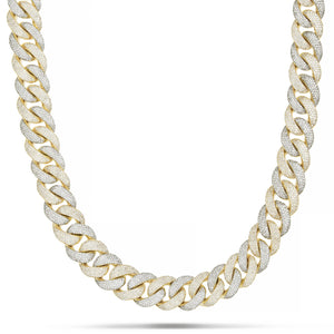 Prong set Diamond Cuban Chain, 16 mm - Shyne Jewelers Yellow & White Gold Shyne Jewelers