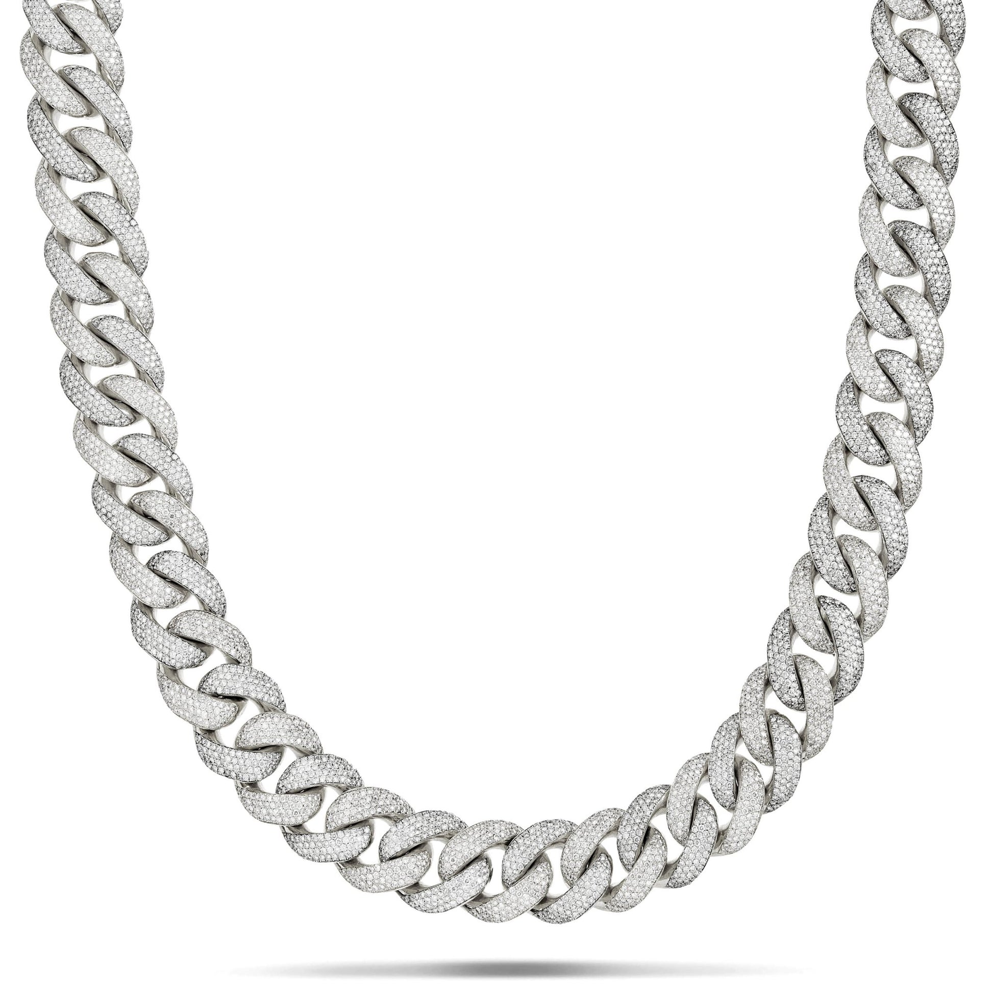 Prong set Diamond Cuban Chain, 16 mm - Shyne Jewelers White Gold Shyne Jewelers