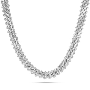 Prong set Diamond Cuban Chain, 16 mm - Shyne Jewelers White Gold Shyne Jewelers