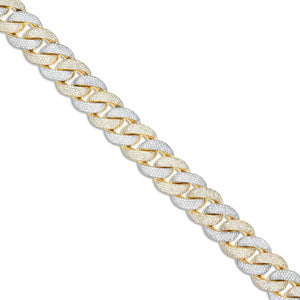 Prong set Diamond Cuban Chain, 16 mm - Shyne Jewelers Yellow & White Gold Shyne Jewelers